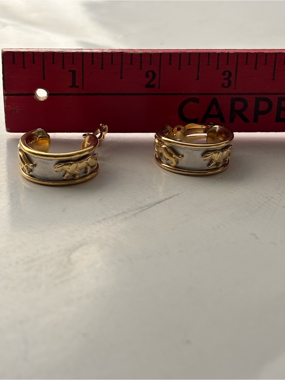 Gold & Silver look panther clip earrings
